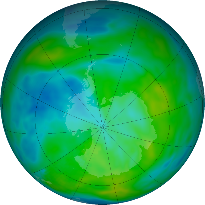 Antarctic ozone map for 20 March 1980